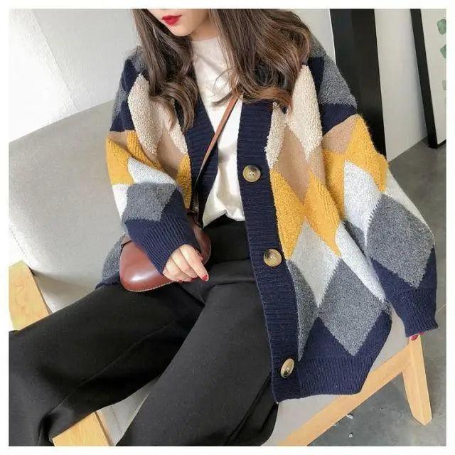 New Casual Cardigan sweater Spring And Autumn Lazy Style Knit Cardigan Women&